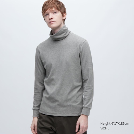 Мужской лонгслив UNIQLO водолазка с технологией HEATTECH 1159800377 (Серый, XS)