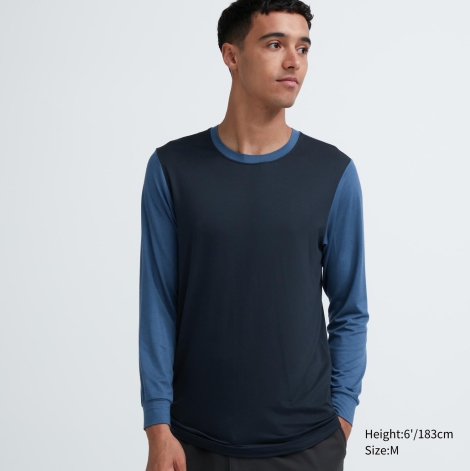 Мужской лонгслив UNIQLO с технологией HEATTECH 1159807891 (Синий, S)