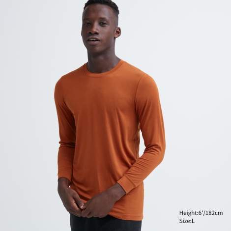 Мужской лонгслив UNIQLO с технологией HEATTECH 1159802186 (Оранжевый, L)