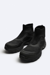 Мужские тканевые кроссовки ZARA высокие 1159801150 (Черный, 45)