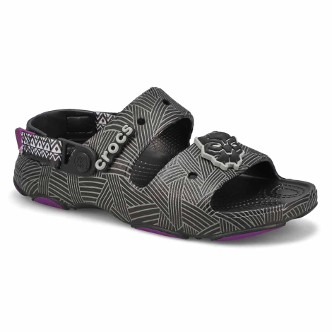 Фирменные сандалии Crocs с принтом в стиле Black Panther 1159783406 (Черный, 46-47)