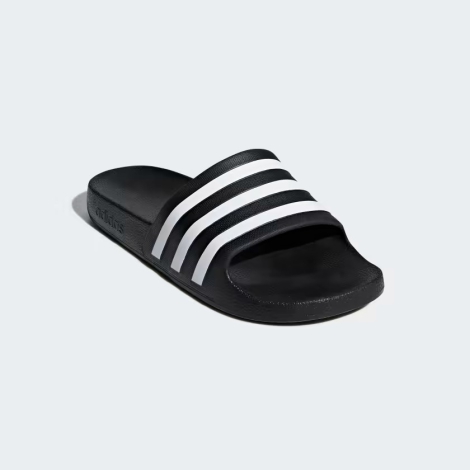 Легкие шлепанцы Adilette Aqua от Adidas с фирменными полосками 1159795451 (Черный, 42,5)