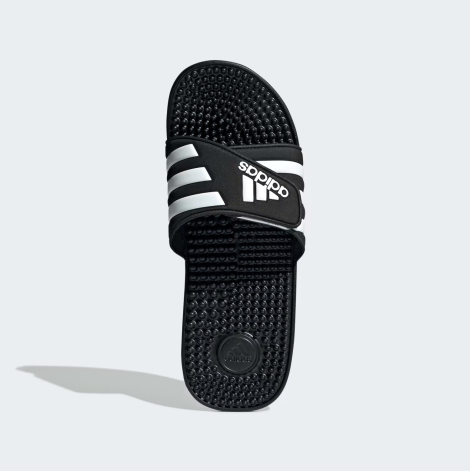 Легкие шлепанцы Adissage Slides Adidas с фирменным логотипом на липучке 50 (14 US) 32 см Черный 1159821731