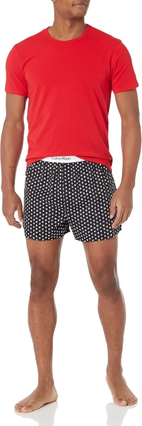 Мужской домашний комплект Calvin Klein футболка и трусы боксеры 1159805046 (Красный/Черный, XL)