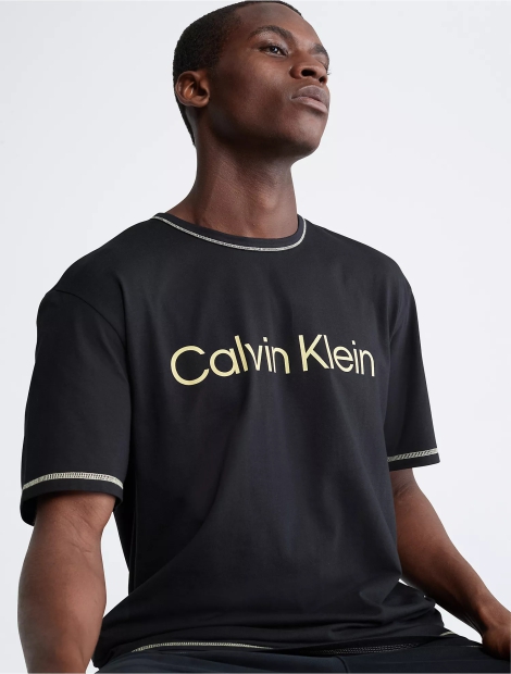 Чоловічі домашні футболки Calvin Klein з логотипом 1159797064 (Чорний, M)