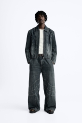 Чоловіча джинсова куртка ZARA 1159803122 (Білий/синій, M)