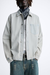 Мужская джинсовая рубашка ZARA 1159803136 (Голубой, XL)
