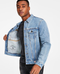 Мужская джинсовая куртка GUESS с металлическими заклепками 1159837406 (Синий S)
