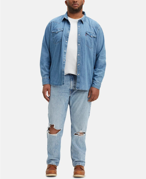 Стильные мужские джинсы Levi's рваные 1159779643 (Голубой, 38W 38L)