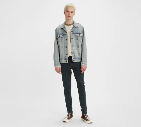 Чоловічі джинси скіні Levi's штани з рваними деталями оригінал