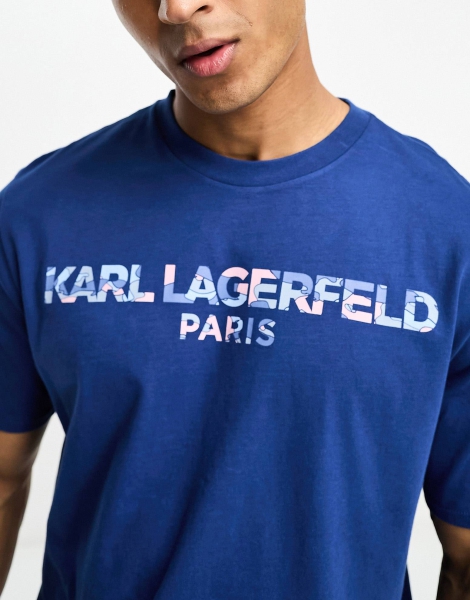 Мужская футболка Karl Lagerfeld Paris с логотипом 1159780369 (Синий, XL)