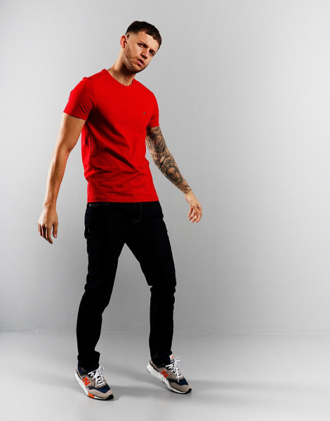 Эластичная мужская футболка Tommy Hilfiger с круглым вырезом 1159785416 (Красный, S)
