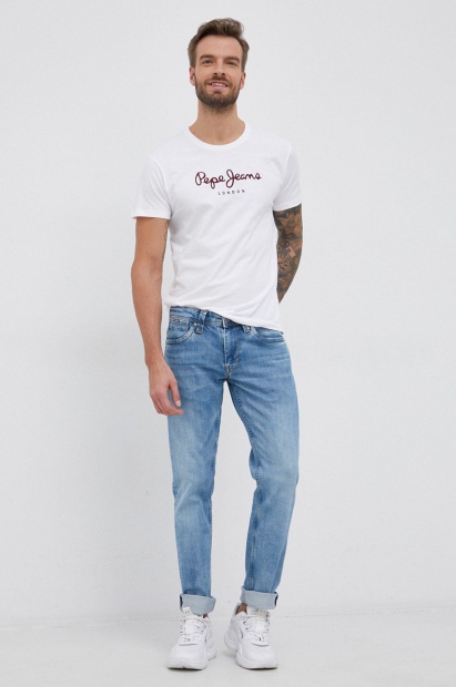 Мужская футболка Pepe Jeans London с логотипом 1159786125 (Белый, M)