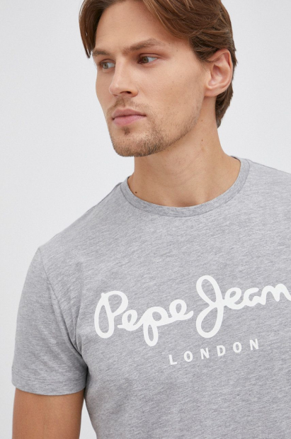 Мужская футболка Pepe Jeans London с логотипом 1159786134 (Серый, M)