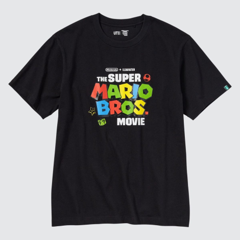 Футболка с рисунком Super Mario Bros. Movie UNIQLO 1159788270 (Черный, L)