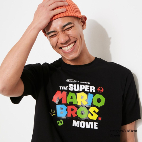 Футболка с рисунком Super Mario Bros. Movie UNIQLO 1159788270 (Черный, L)