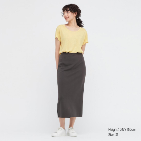 Льняная футболка UNIQLO 1159788304 (Желтый, XS)