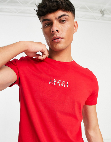 Мужская футболка Tommy Hilfiger с логотипом 1159788525 (Красный, M)