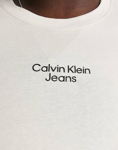 Мужская футболка Calvin Klein с логотипом 1159792382 (Бежевый, XXL)