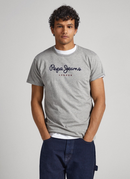 Мужская футболка Pepe Jeans London с логотипом 1159793728 (Серый, M)