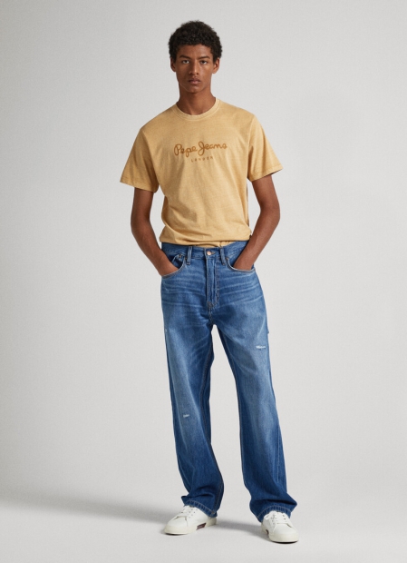 Мужская футболка Pepe Jeans London с логотипом 1159793742 (Бежевый, XL)