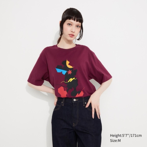 Футболка UNIQLO з малюнком Mickey Stands 1159793864 (Бордовий, S)