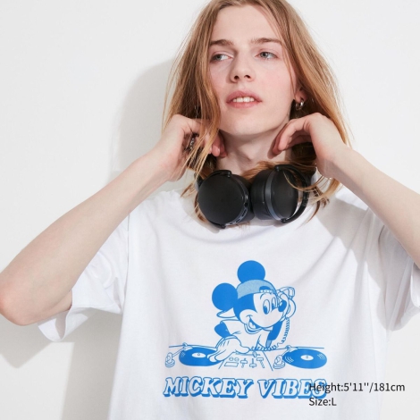 Футболка UNIQLO с рисунком Mickey Stands 1159793869 (Белый, XXL)