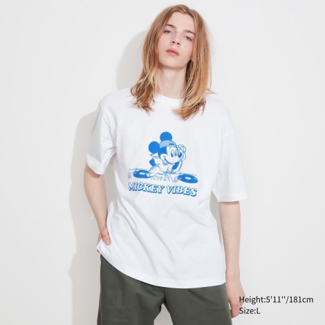 Футболка UNIQLO з малюнком Mickey Stands 1159793868 (Білий, XXL)