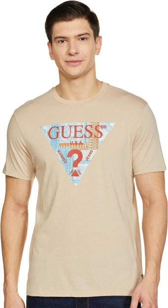 Мужская футболка Guess с логотипом 1159794091 (Бежевый, L)