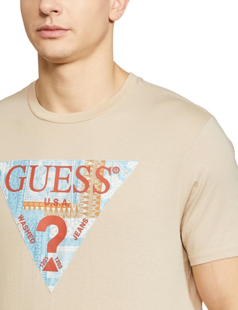 Мужская футболка Guess с логотипом 1159794091 (Бежевый, L)