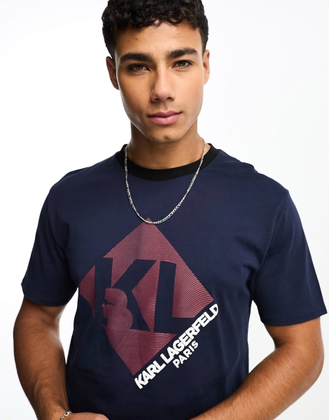 Мужская футболка Karl Lagerfeld Paris с принтом 1159794161 (Синий, L)