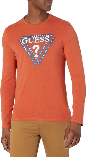 Мужской лонгслив Guess с логотипом 1159806352 (Оранжевый, L)