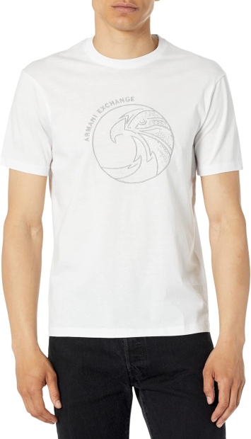 Мужская футболка Armani Exchange с объемной вышивкой 1159807790 (Белый, XXL)