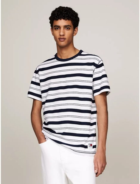 Футболка мужская Tommy Hilfiger в полоску 1159808379 (Белый/Синий, XL)