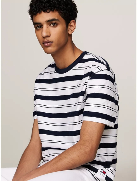 Футболка мужская Tommy Hilfiger в полоску 1159808379 (Белый/Синий, XL)