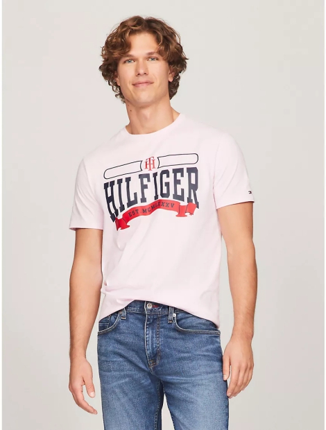 Мужская футболка Tommy Hilfiger с логотипом 1159808391 (Розовый, XL)
