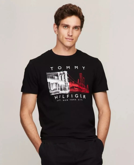 Мужская футболка Tommy Hilfiger с принтом 1159810139 (Черный, M)