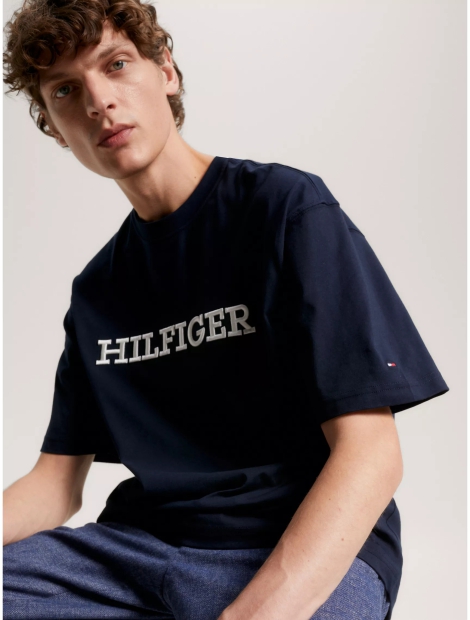 Мужская футболка Tommy Hilfiger с вышивкой 1159808601 (Синий, L)