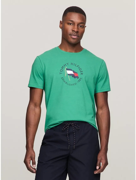 Чоловічі футболки Tommy Hilfiger з логотипом 1159808437 (Зелений, L)