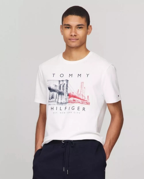 Чоловіча футболка Tommy Hilfiger з принтом 1159809617 (Білий, L)