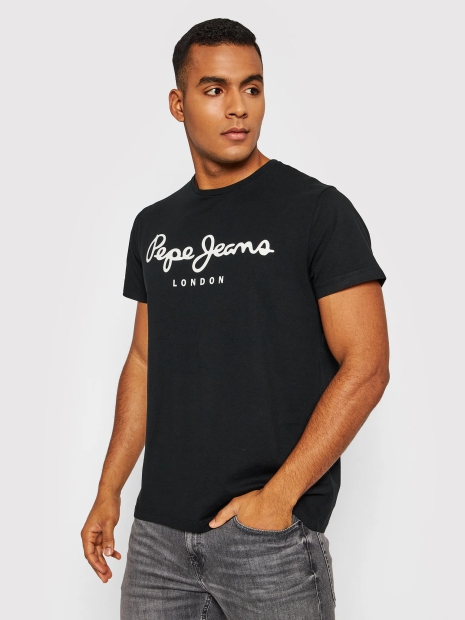 Чоловічі футболки з логотипом Pepe Jeans London 1159809444 (Чорний, XL)