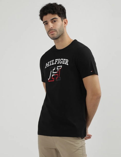 Чоловіча футболка Tommy Hilfiger з логотипом 1159810133 (Чорний, XL)