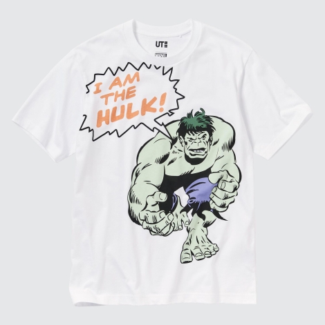 Футболка UNIQLO Marvel с принтом "I am the Hulk!" 1159814750 (Белый S)