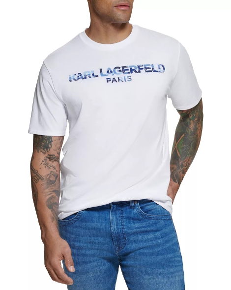 Чоловічі футболки з логотипом Karl Lagerfeld Paris 1159812103 (Білий, XXL)