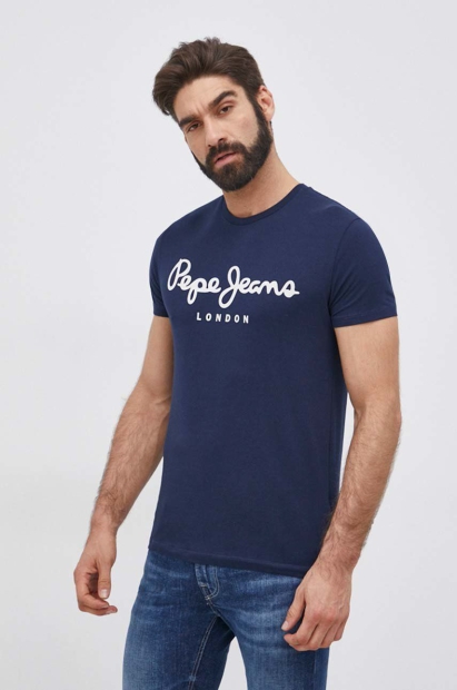 Чоловічі футболки з логотипом Pepe Jeans London 1159812321 (Білий/синій, XXL)