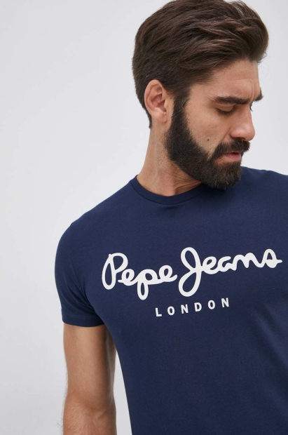 Чоловічі футболки з логотипом Pepe Jeans London 1159812321 (Білий/синій, XXL)