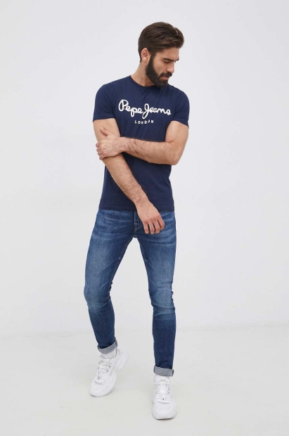 Чоловічі футболки з логотипом Pepe Jeans London 1159812321 (Білий/синій, XXL)