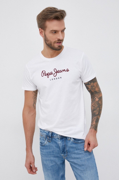 Чоловічі футболки з логотипом Pepe Jeans London 1159812336 (Білий, M)