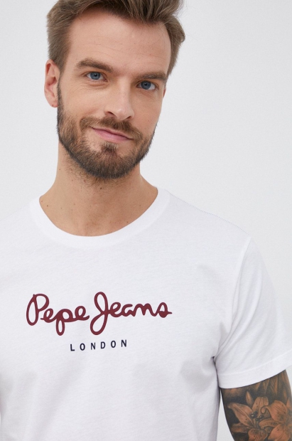 Мужская футболка Pepe Jeans London с логотипом 1159812336 (Белый, L)