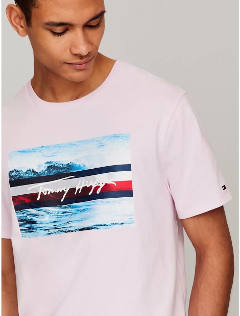 Мужская футболка Tommy Hilfiger с принтом 1159813382 (Розовый, 3XL)